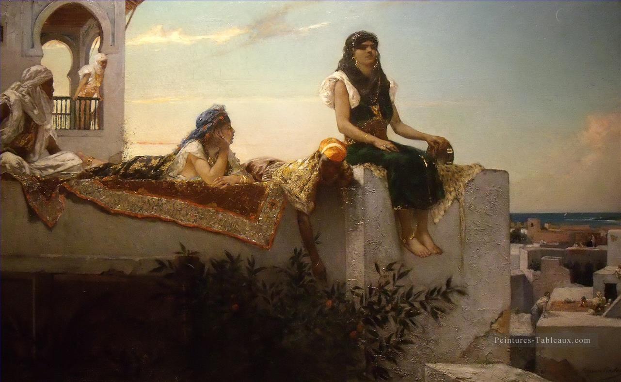 Soirée sur la terrasse Jean Joseph Benjamin orientaliste constant Peintures à l'huile